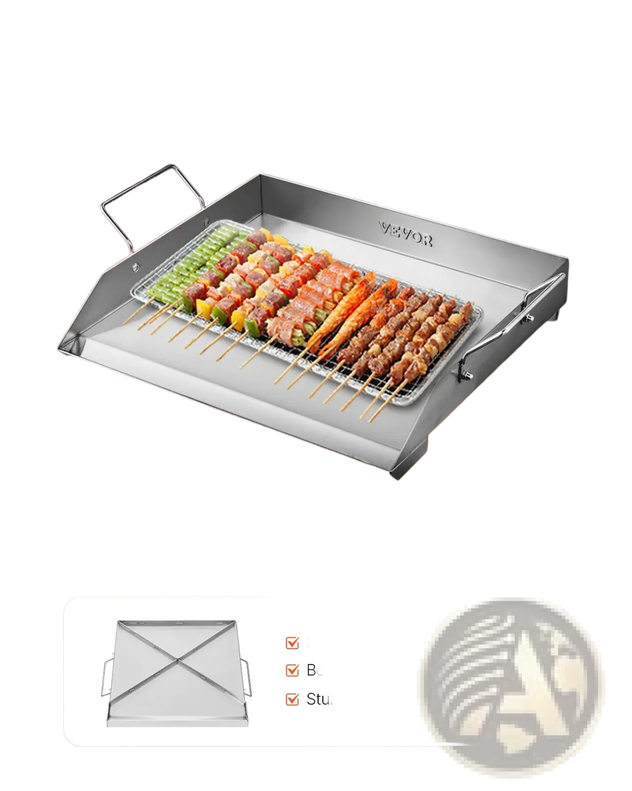 Stainless Steel Griddle 18x16 in Universal Bbq Grill Pan