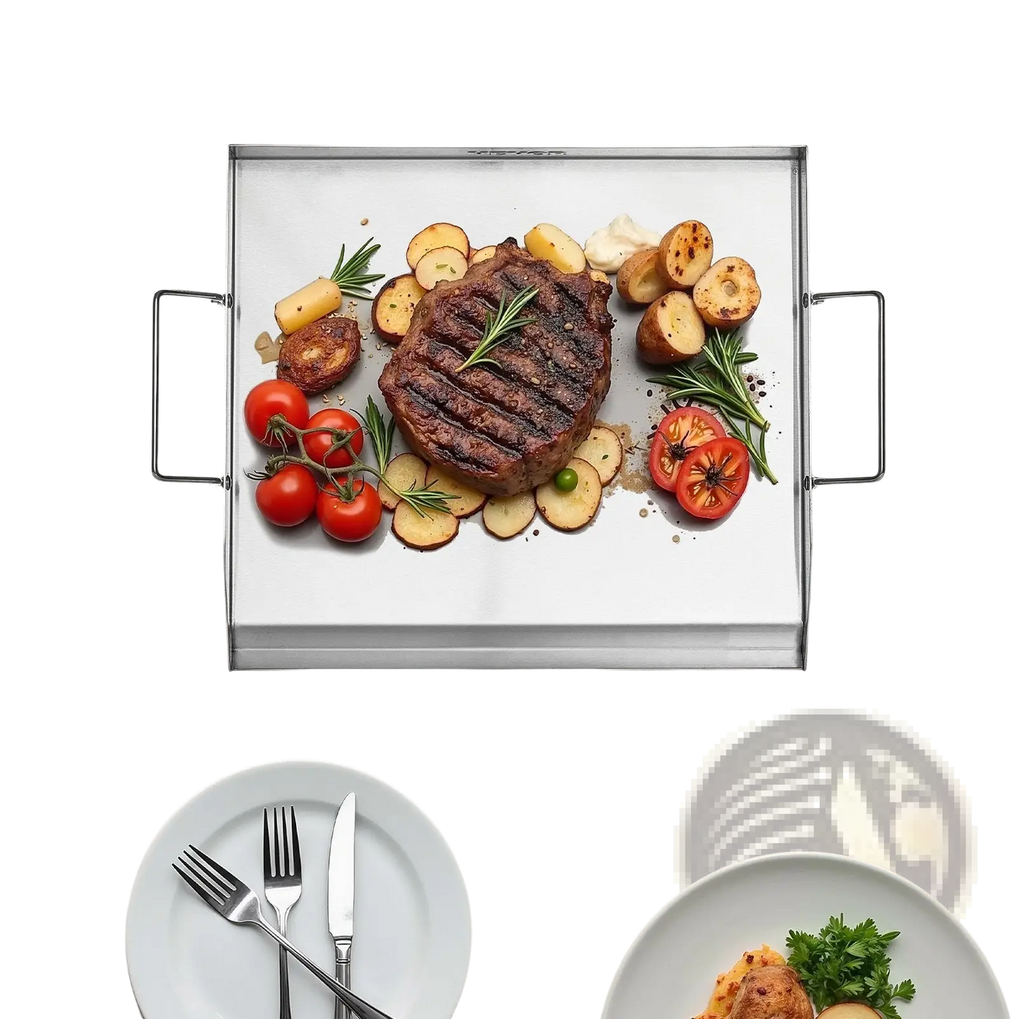 Stainless Steel Griddle 18x16 in Universal Bbq Grill Pan