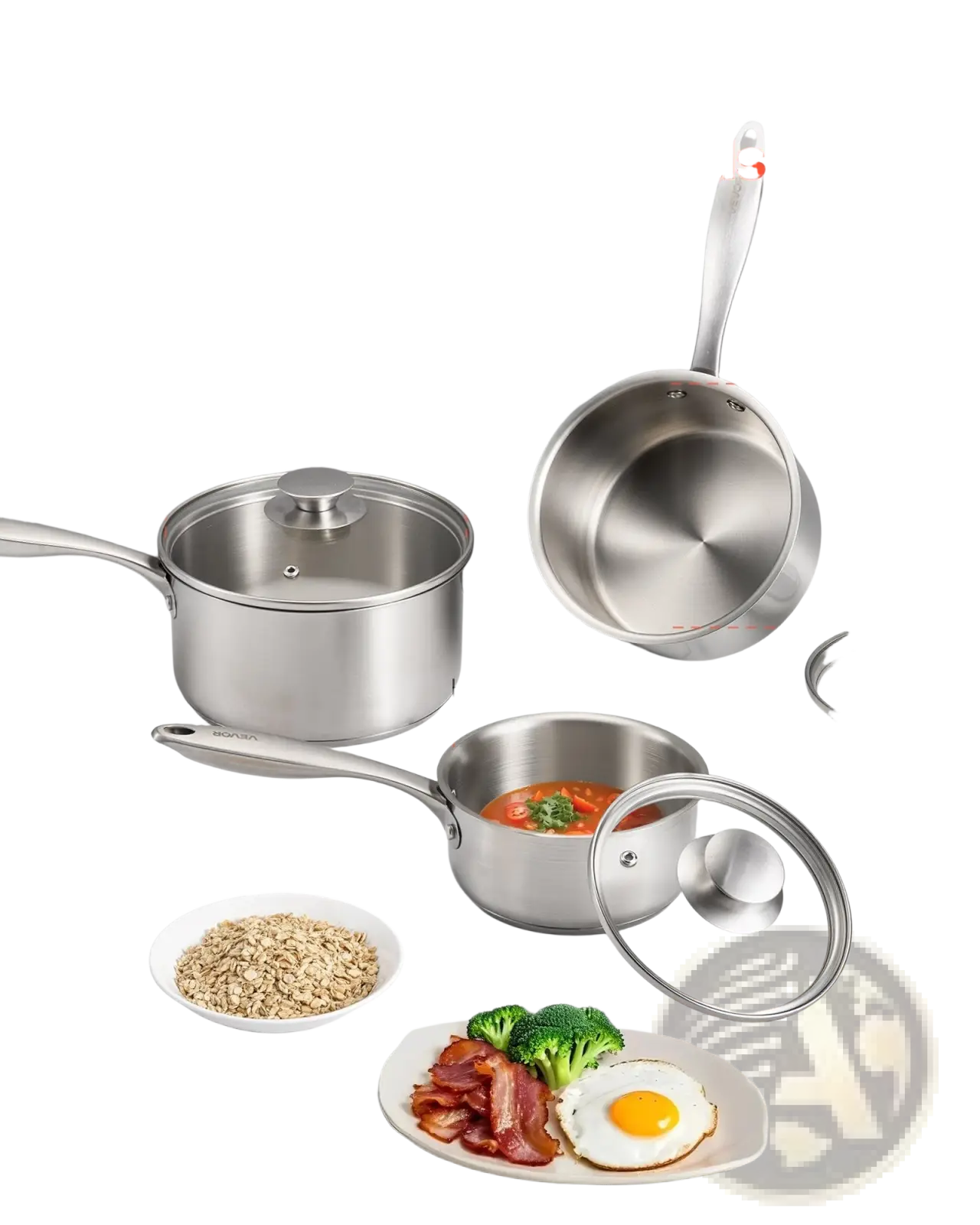 Stainless Steel Saucepan Set 3 Piece Induction Ready