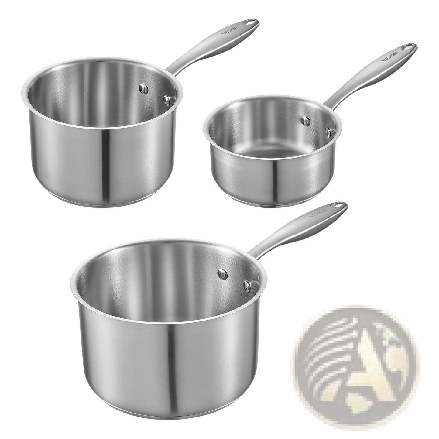 Stainless Steel Saucepan Set 3 Piece Induction Ready