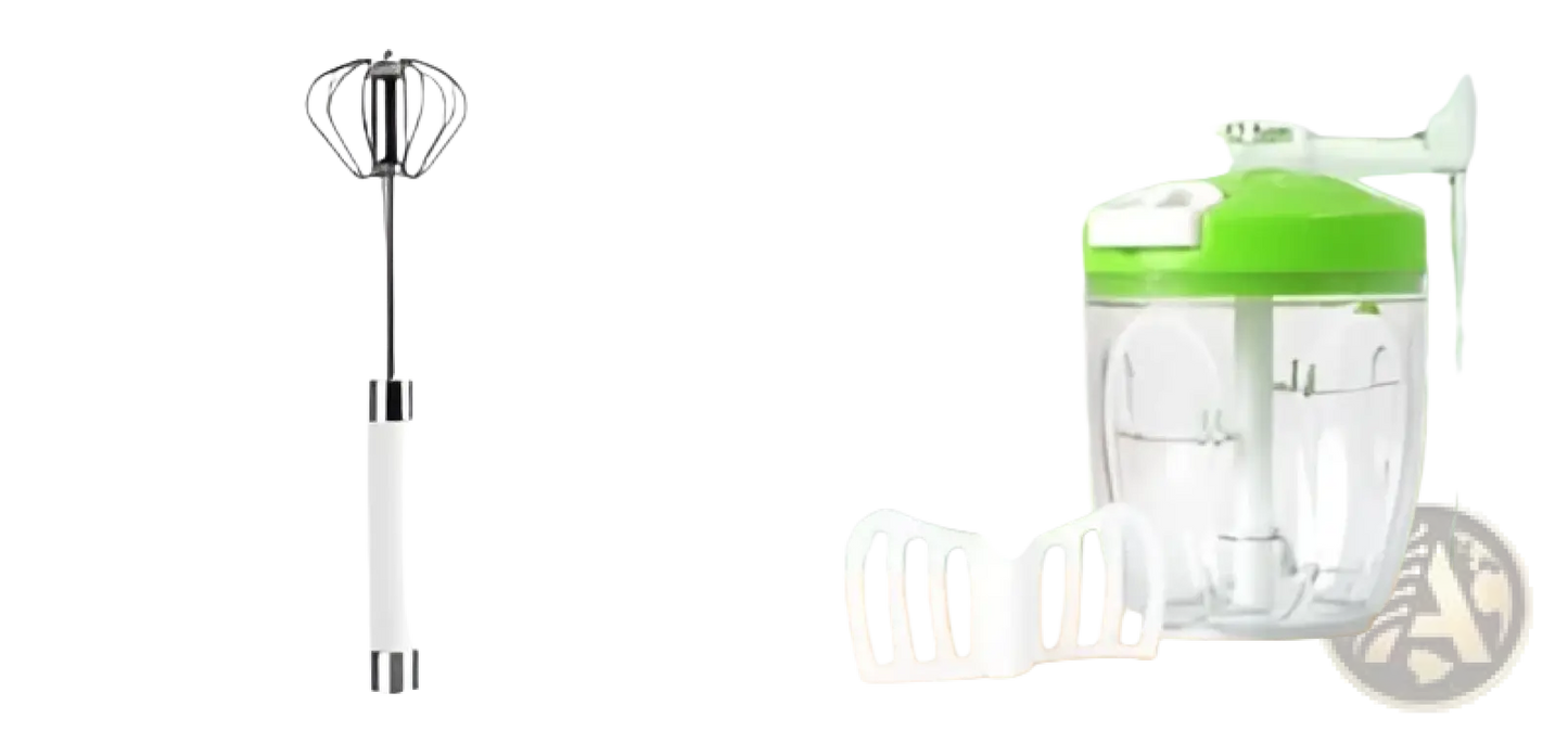 Stainless Steel Semi Automatic Rotating Egg Beater Whisk