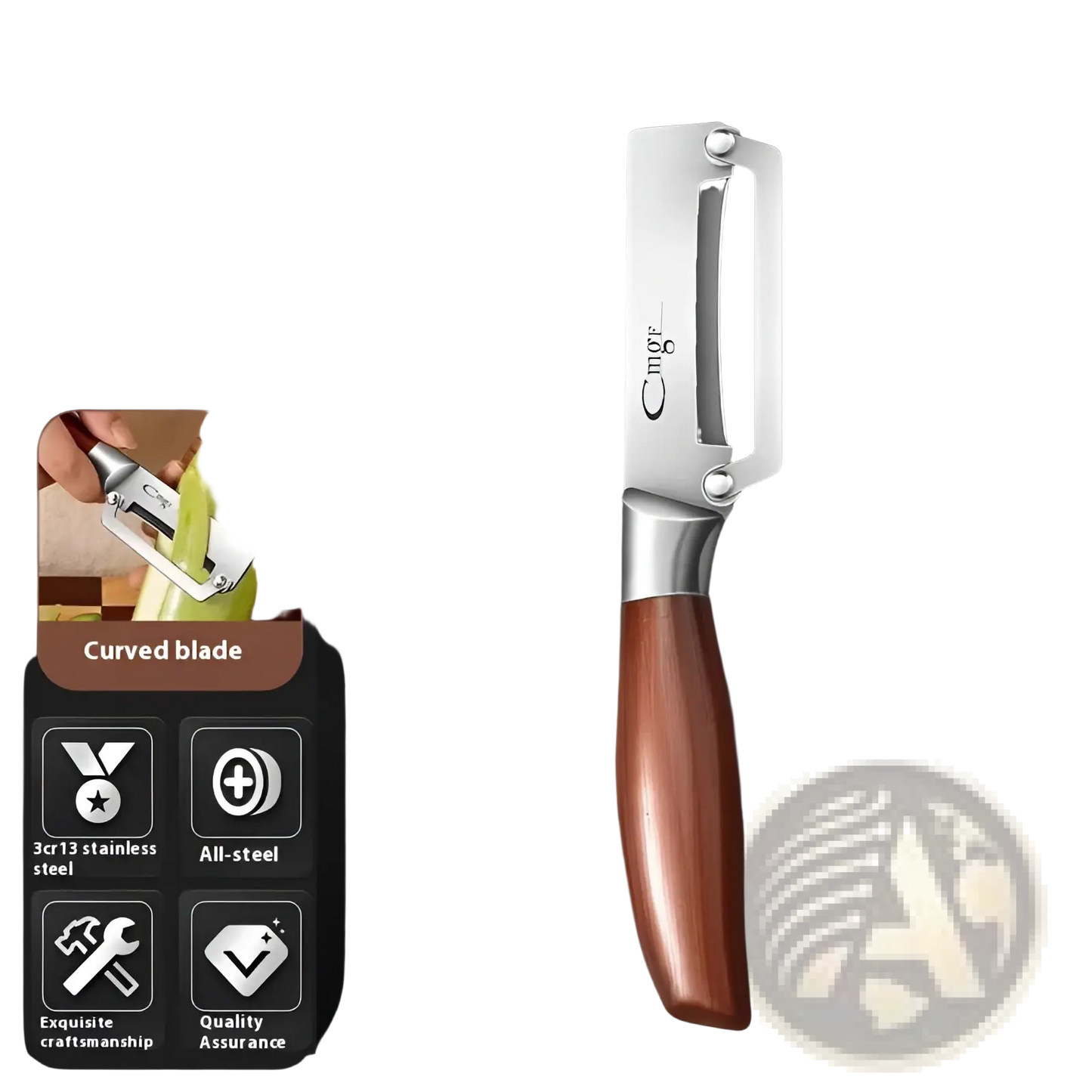 Stainless Steel Vegetable Peeler with Wood Handle