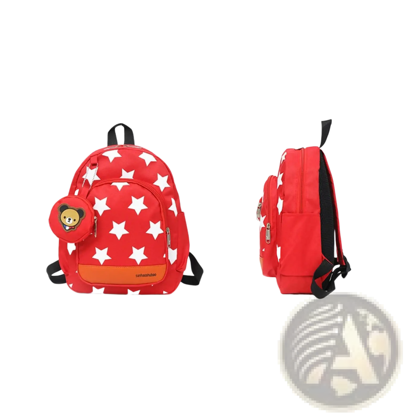 Star Print Soccer Backpack with Bear Coin Purse