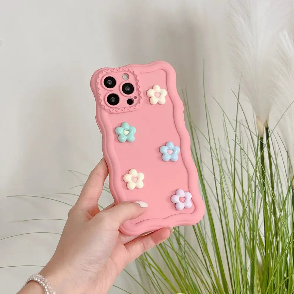 3d Pastel Floral Textured Silicone Phone Case