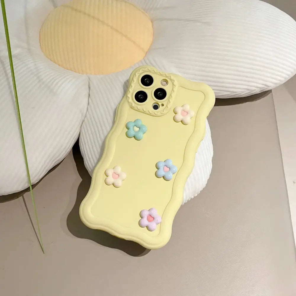 3d Pastel Floral Textured Silicone Phone Case