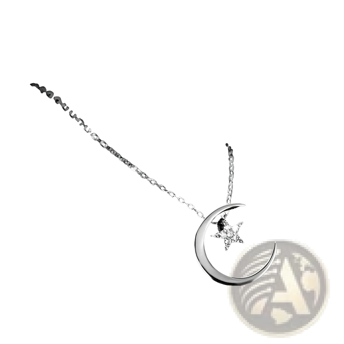 Sterling Silver Crescent Moon and Star Pendant Necklace