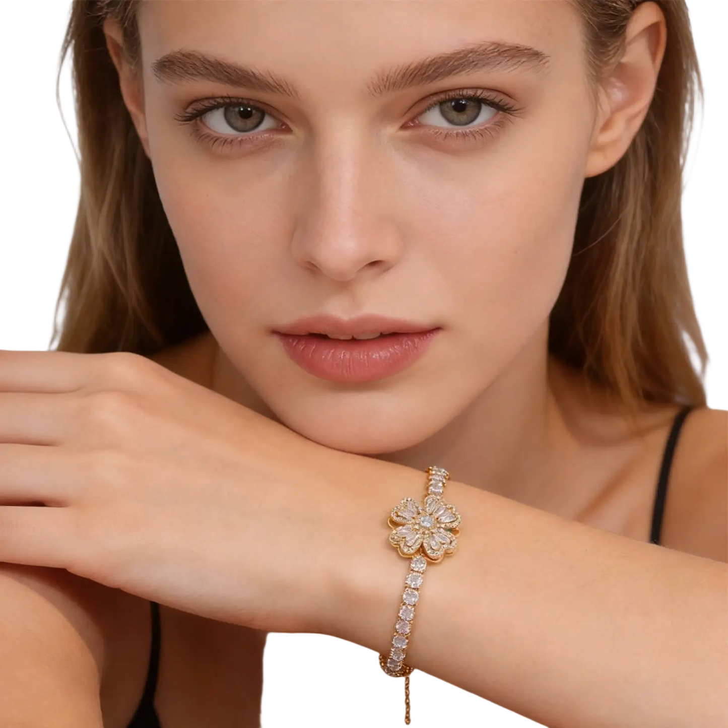 Sterling Silver Infinity Heart Adjustable Cubic Zirconia Bracelet