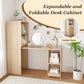 Stretchable Desk with Storage Shelves and Wheels