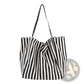 Striped Canvas Tote Bag High Capacity Shoulder Bag