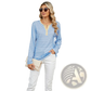 Striped Contrast Henley Long Sleeve v Neck t Shirt