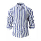 Men's Loose Fit Vertical Striped Long Sleeve Casual Shirt