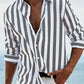 Men's Loose Fit Vertical Striped Long Sleeve Casual Shirt