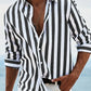 Men's Loose Fit Vertical Striped Long Sleeve Casual Shirt