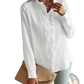 Striped Ruffle Stand Collar Textured Blouse