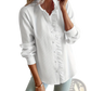 Striped Ruffle Stand Collar Textured Blouse