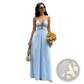 Striped v Neck Tie Back Summer Maxi Dress