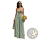 Striped v Neck Tie Back Summer Maxi Dress