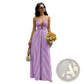 Striped v Neck Tie Back Summer Maxi Dress