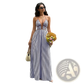 Striped v Neck Tie Back Summer Maxi Dress