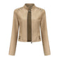 Studded Faux Leather Moto Jacket with Silver Rivets