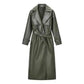 Burgundy Belted Faux Leather Trench Jacket