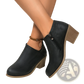 Suede Ankle Boots with Chunky Heel and Side Zipper