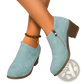 Suede Ankle Boots with Chunky Heel and Side Zipper