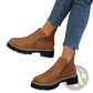 Suede Ankle Boots with Side Zipper and Chunky Sole