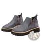 Suede Ankle Boots with Side Zipper and Chunky Sole