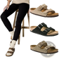 Suede Cork Footbed Sandals with Adjustable Buckles
