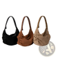 Suede Dumpling Shoulder Bag Slouchy Crossbody Hobo