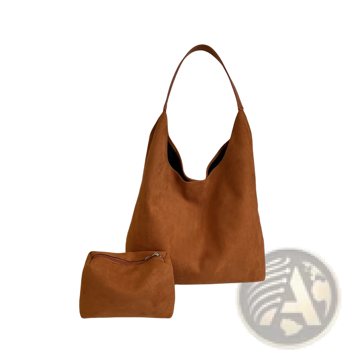 Suede Hobo Tote Bag with Matching Pouch for Women