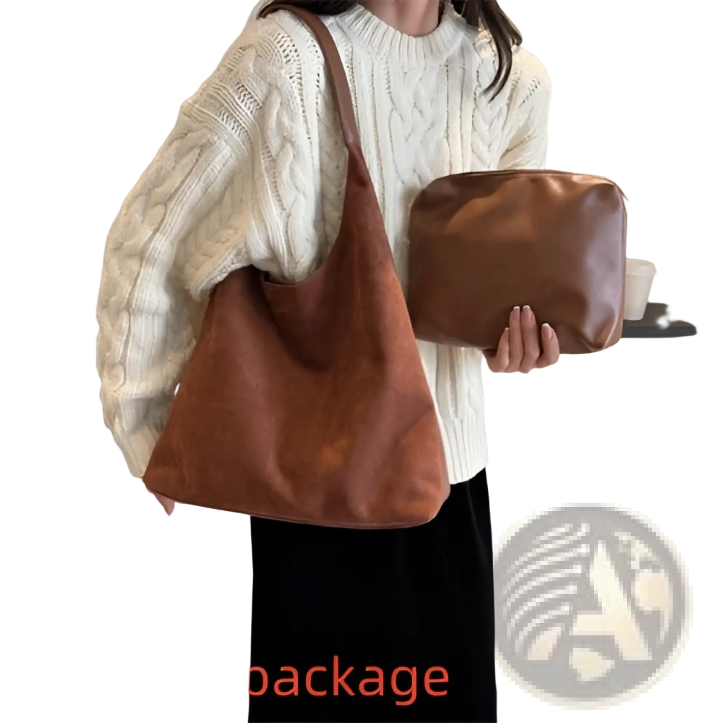 Suede Shoulder Bag Large Capacity Slouchy Tote Bag