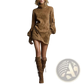 Suede Turtleneck Cargo Mini Dress with Long Sleeves