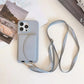 Litchi Leather Card Holder Phone Case with Lanyard
