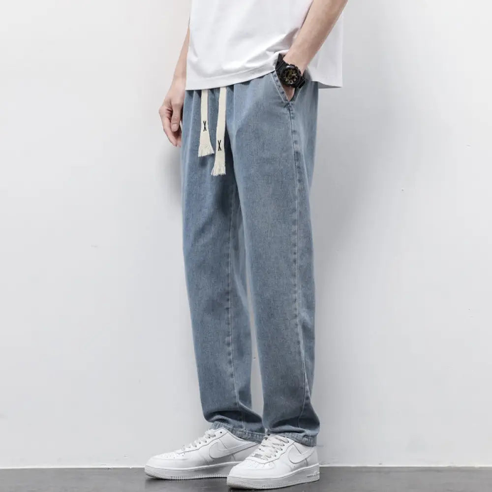 Men's Wide Leg Light Wash Denim Joggers