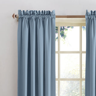 Sun Zero Emory 2-Pack Room-Darkening Rod-Pocket Curtain Panels Vintage Blue 108x63
