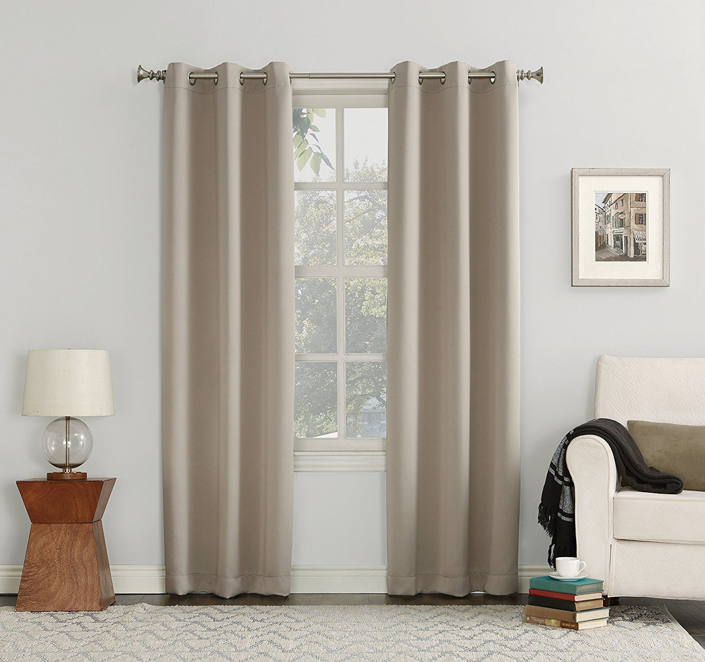 Sun Zero Easton Blackout Energy Efficient Curtain Panel, 40" x 63", Stone