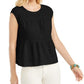 Style & Co Women's Cotton Tiered Tank Top Black Size Large