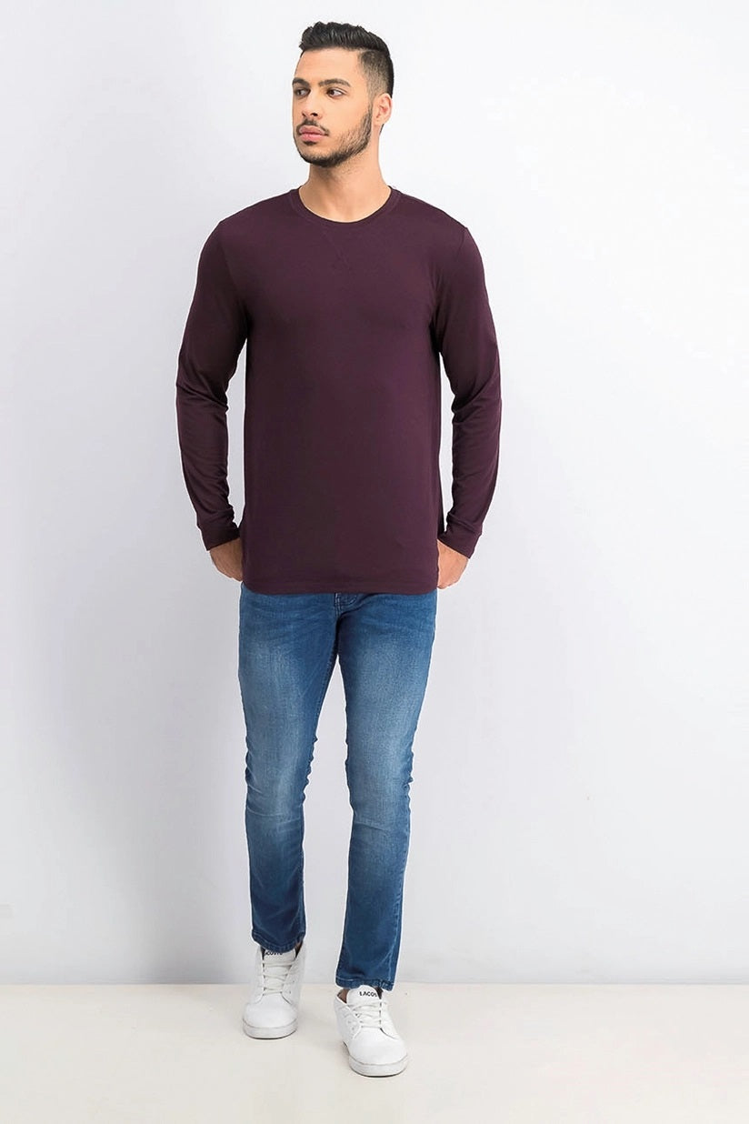 32 Degrees Men's Ultra Lux Long-Sleeve Sleep T-Shirt Berry Size X-Large