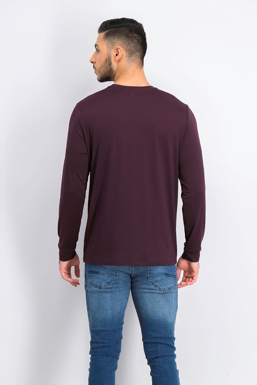 32 Degrees Men's Ultra Lux Long-Sleeve Sleep T-Shirt Berry Size X-Large