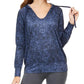 Ideology Women's Python Printed V-Neck Hoodie Navy Size Small