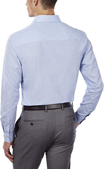 Kenneth Cole Men's Slim Fit Checks and Stripes Dress Shirt Blue Size S