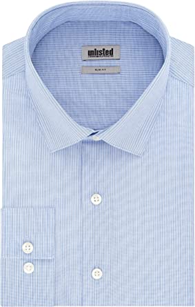 Kenneth Cole Men's Slim Fit Checks and Stripes Dress Shirt Blue Size S