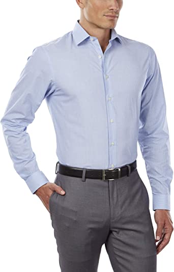 Kenneth Cole Men's Slim Fit Checks and Stripes Dress Shirt Blue Size S