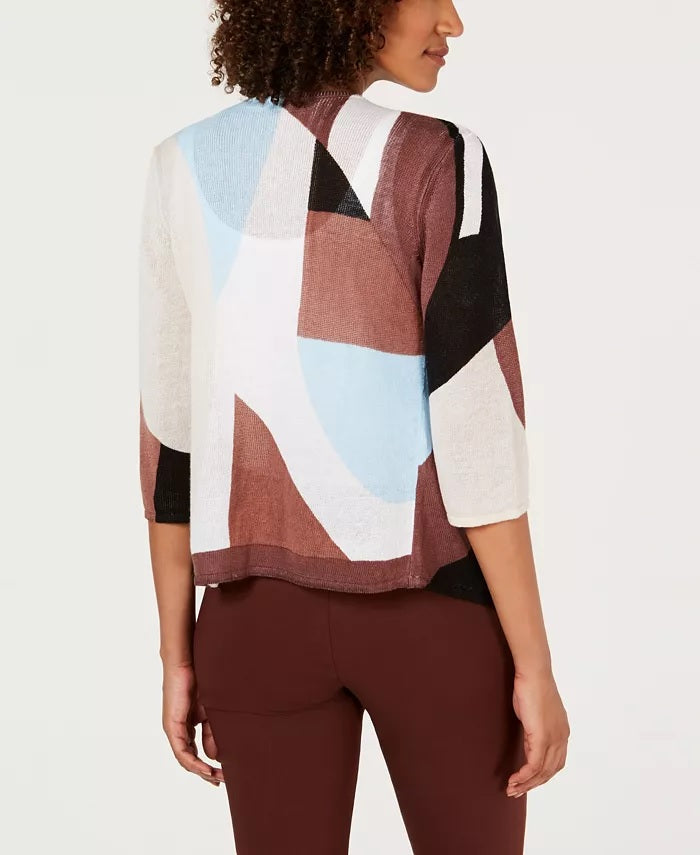 Alfani Women's Colorblocked Open-Front Cardigan Navy Size X-Large