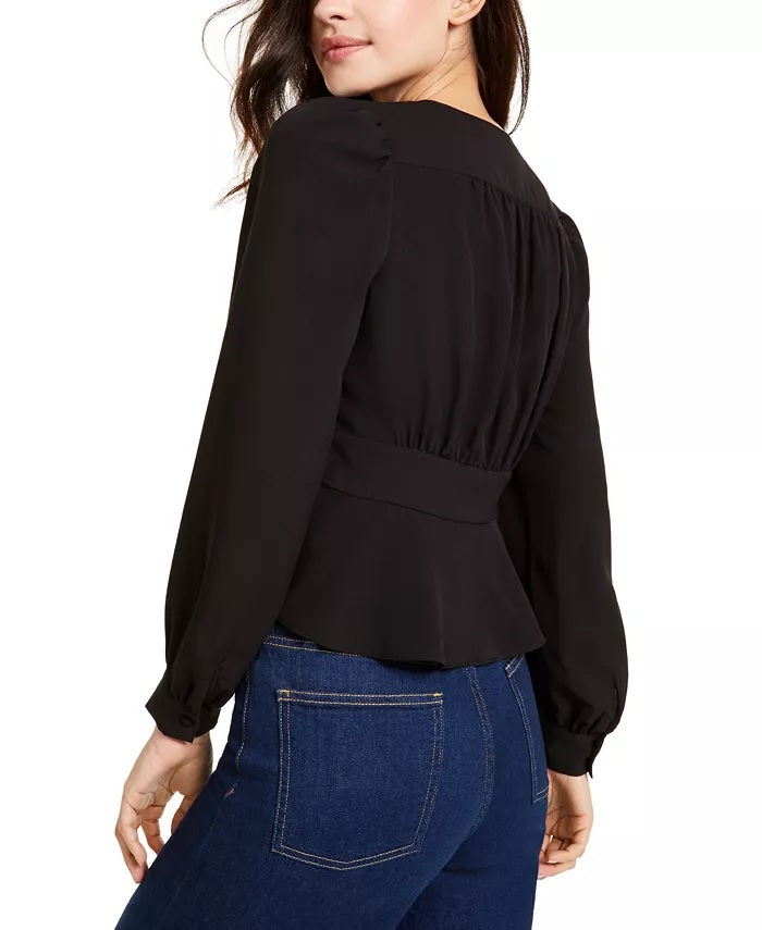 French Connection Women's Blaine Crepe Blouse Black Size 4