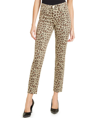 Guess Women's Leopard-Print Skinny Jeans Brown Size 25