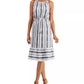 Style & Co Women's Striped Jacquard Midi Dress  Navy Size Medium
