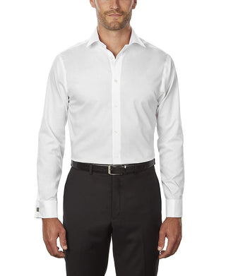 Calvin Klein Men's Classic/Regular-Fit Stretch Flex Collar Solid Dress Shirt White Size 34-35